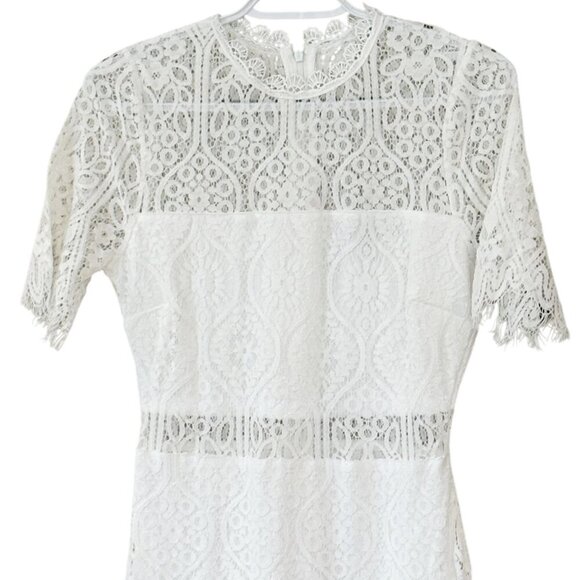 Lulu's Women's Remarkable Sheer Lace Short Sleeve Dress White Size S NWT - Picture 10 of 12